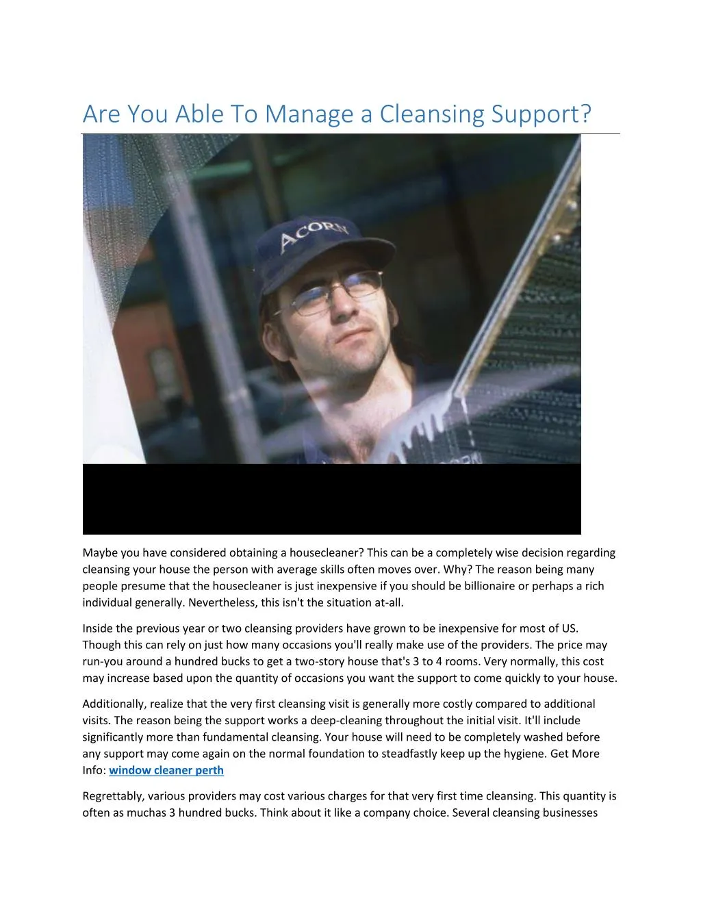 are you able to manage a cleansing support