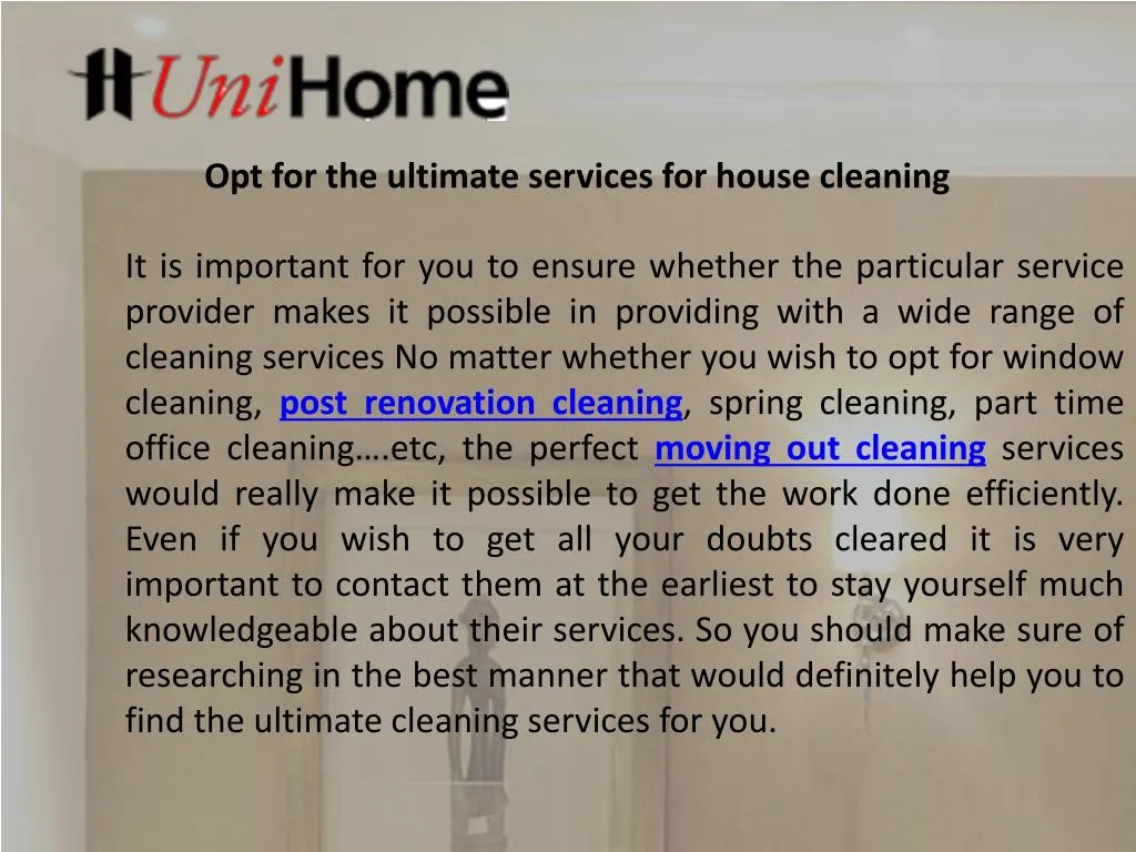 opt for the ultimate services for house cleaning