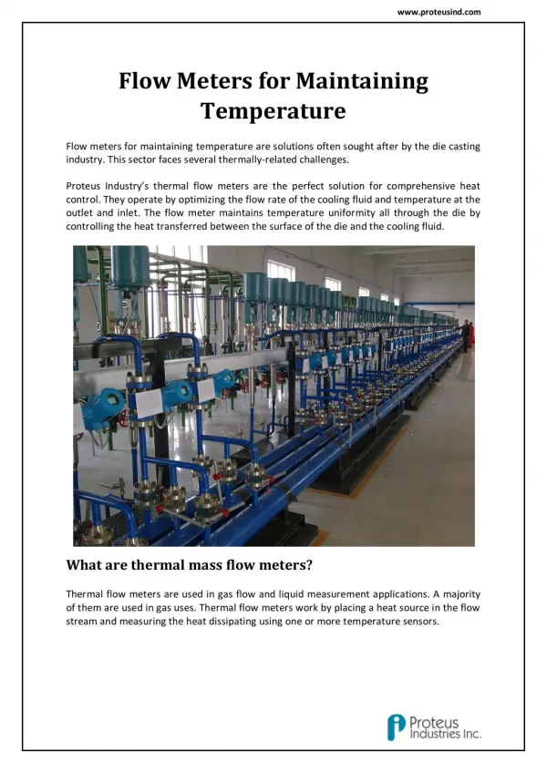 Best Thermal Liquid Flow Meter : Proteus Industries Inc.