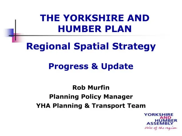 THE YORKSHIRE AND HUMBER PLAN