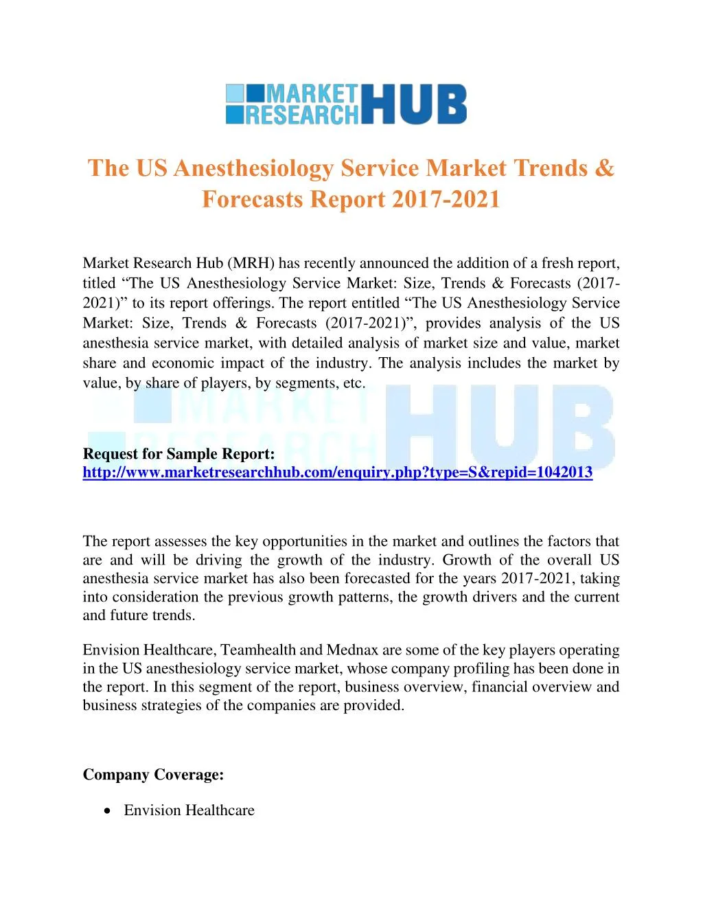 the us anesthesiology service market trends