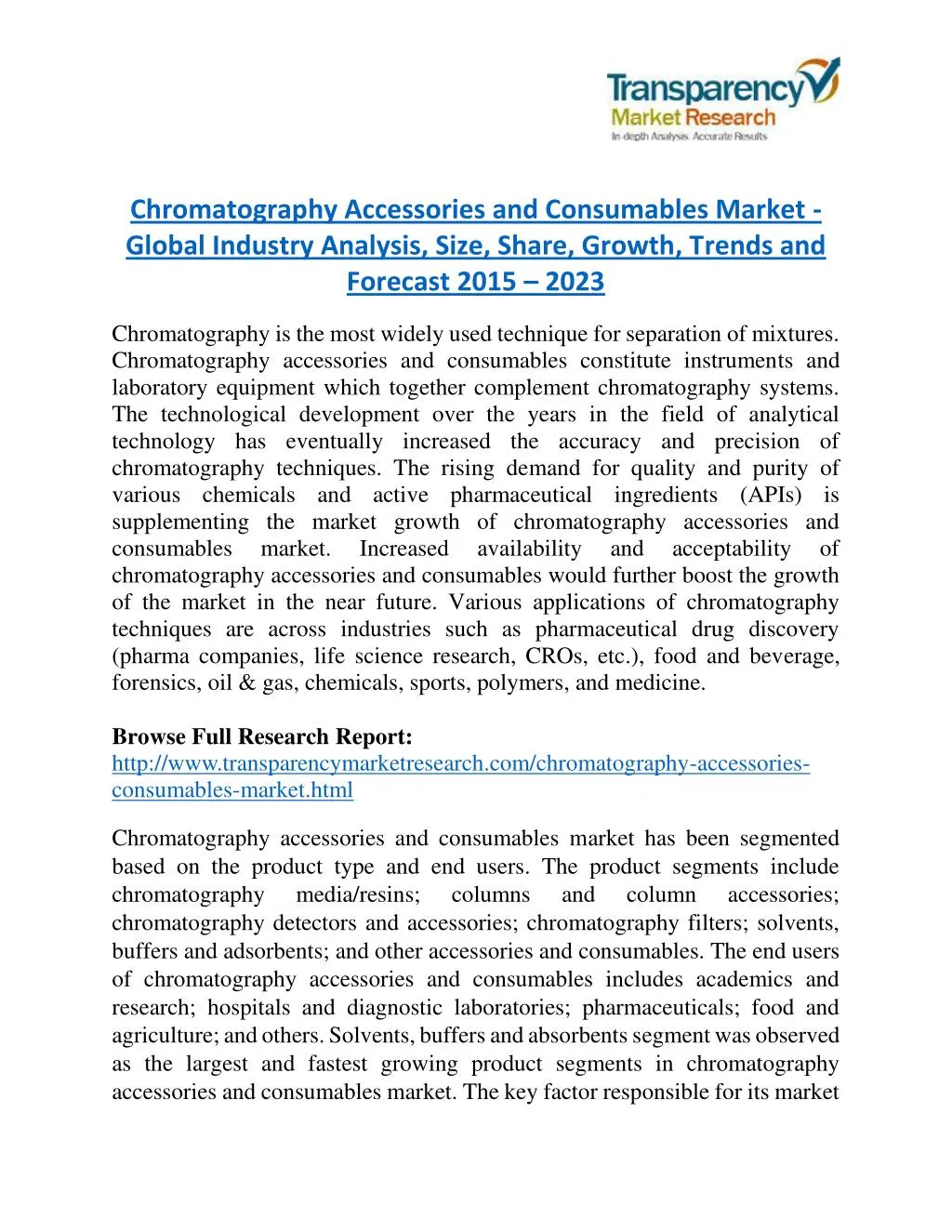 chromatography accessories and consumables market