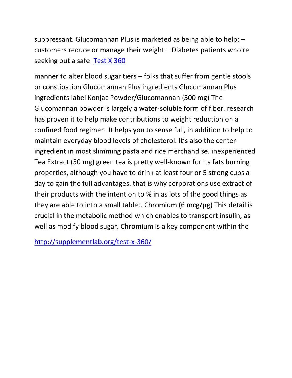 suppressant glucomannan plus is marketed as being