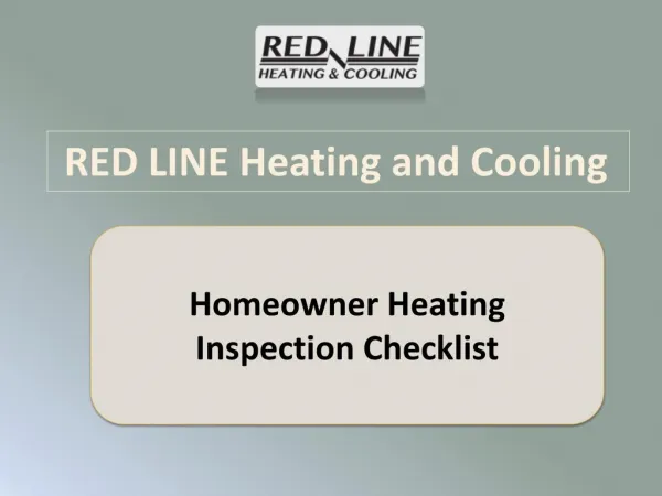 Homeowner Heating Inspection Checklist