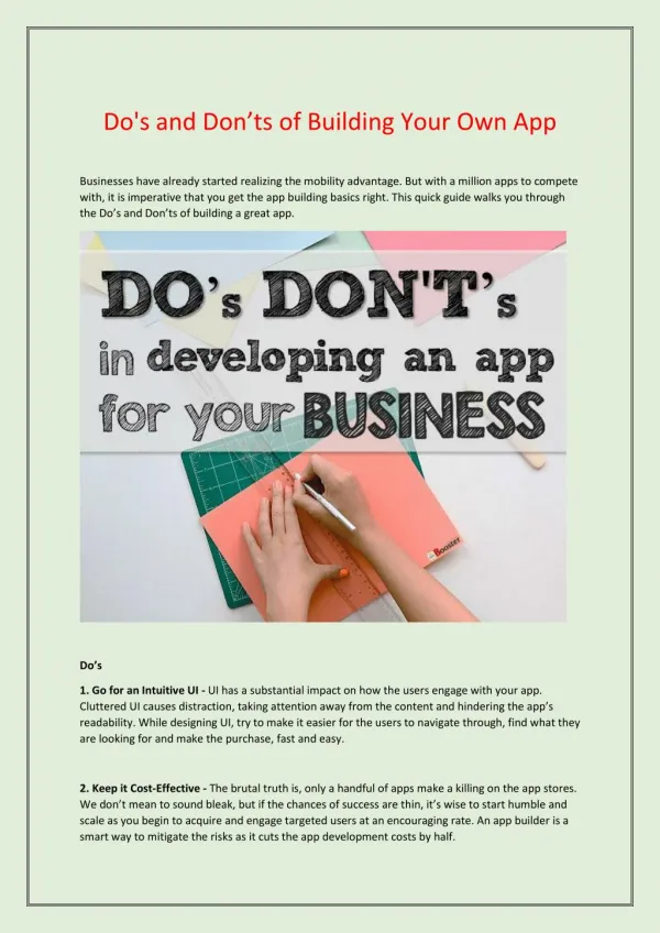 Do's and Don’ts of Building Your Own App