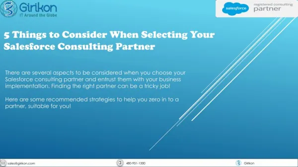 5 Things to Consider When Selecting Your Salesforce Consulting Partner