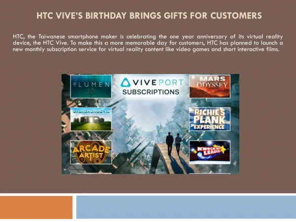HTC Vive’s birthday brings gifts for customers