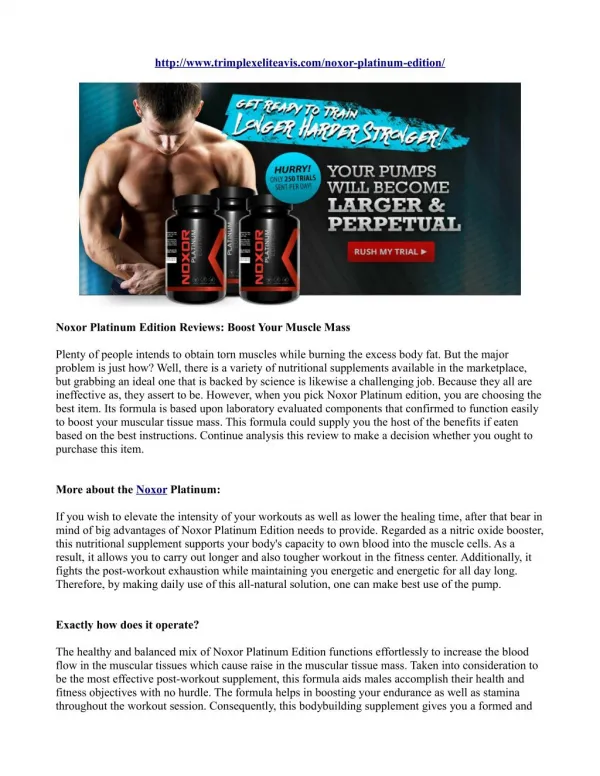 Noxor Platinum Edition Reviews: Boost Your Muscle Mass