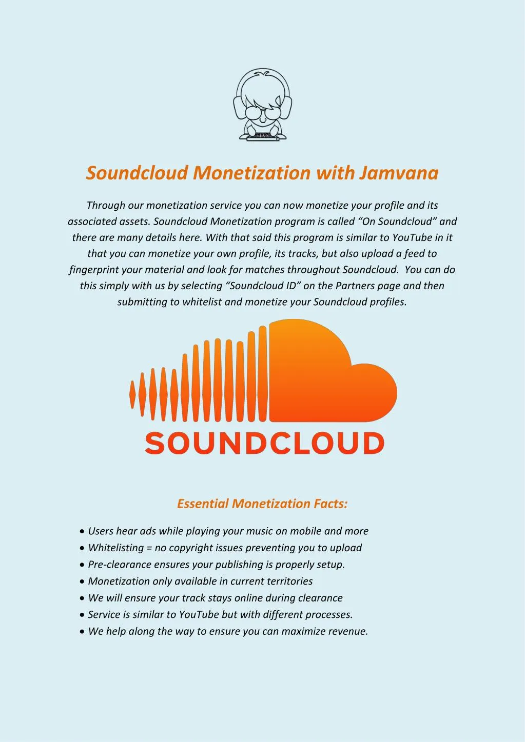 soundcloud monetization with jamvana