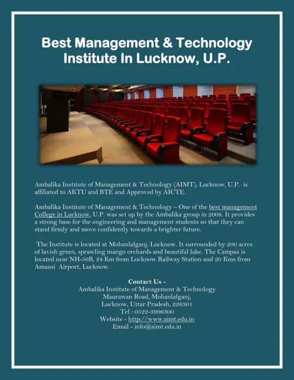Best Management & Technology Institute In Lucknow, U.P.