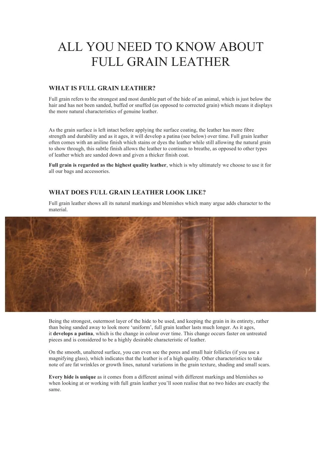 all you need to know about full grain leather