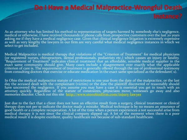 Do I Have a Medical Malpractice-Wrongful Death Instance