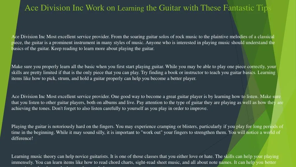 ace division inc work on learning the guitar with these fantastic tips