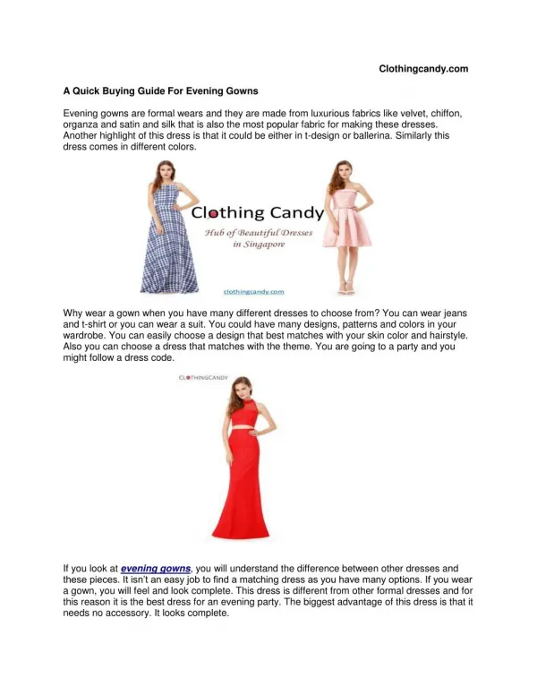 A Quick Buying Guide For Evening Gowns