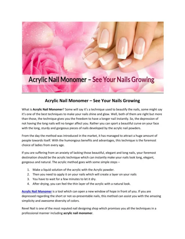 Acrylic Nail Monomer – Know How to Do It