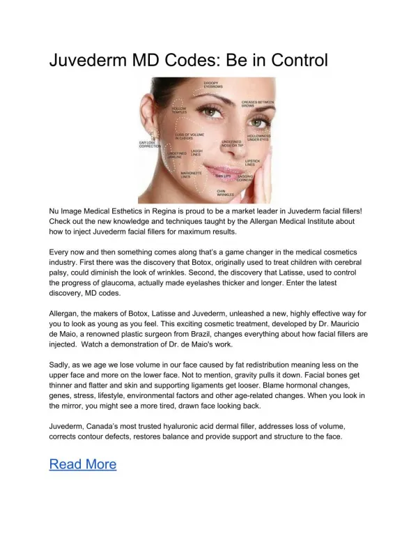 Juvederm MD Codes: Be in Control