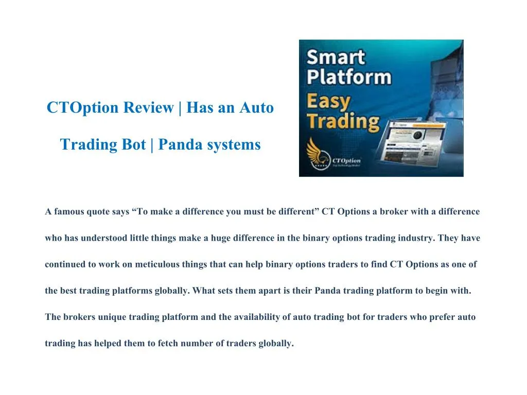 ctoption review has an auto trading bot panda