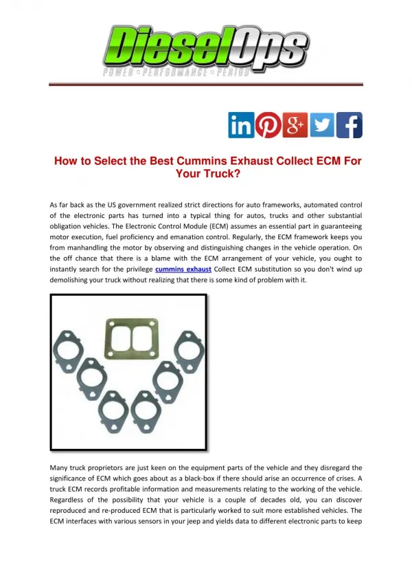 How to Select the Best Cummins Exhaust Collect ECM For Your Truck?