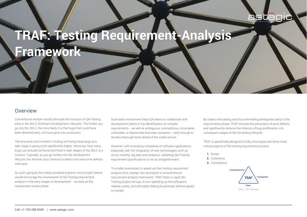 traf testing requirement analysis
