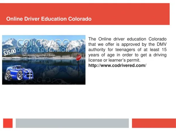 Online Driver Education Colorado