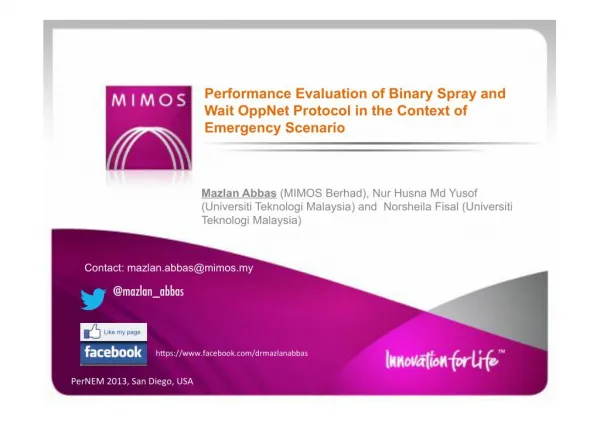 Performance Evaluation of Binary Spray and Wait OppNet Protocol in the Context of Emergency Scenario