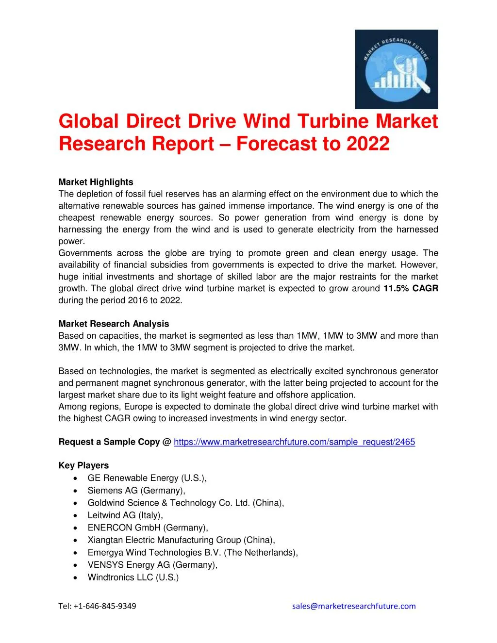 global direct drive wind turbine market research