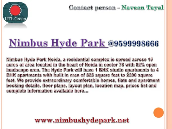 Nimbus Hyde Park Noida Call @9599998666