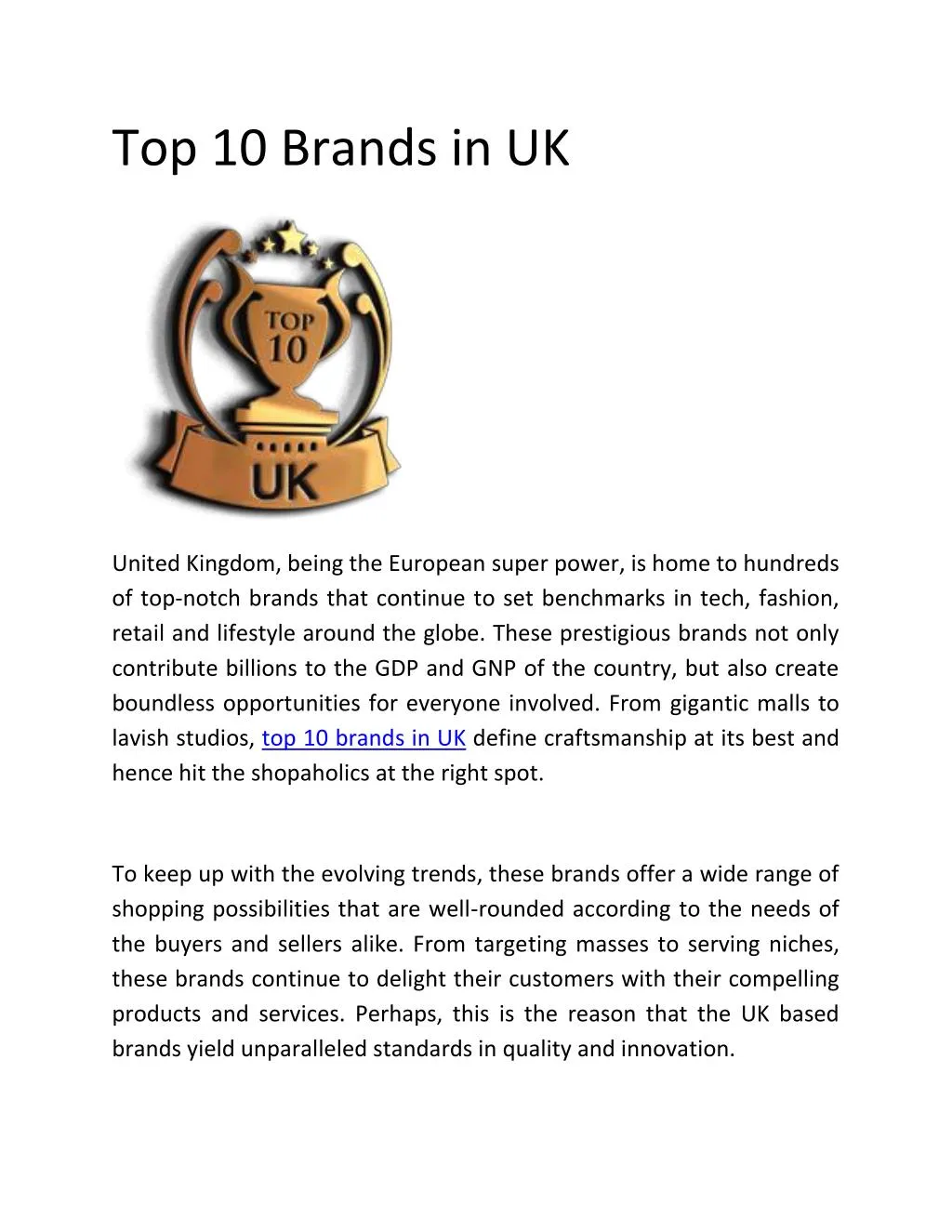 top 10 brands in uk