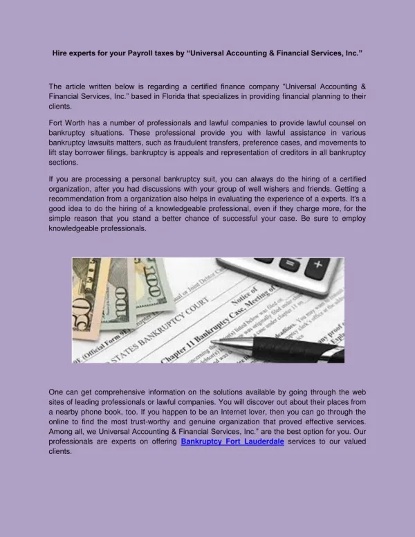 Bankruptcy services in Fort lauderdale