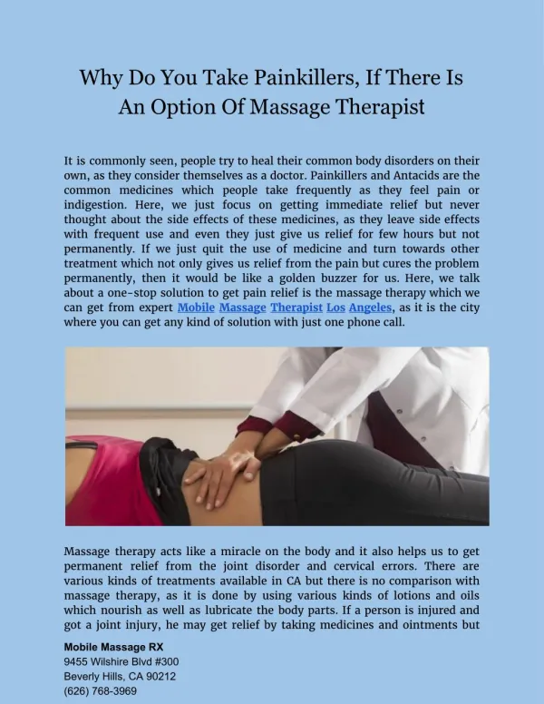 Get relief from painful injury by using Massage Therapy