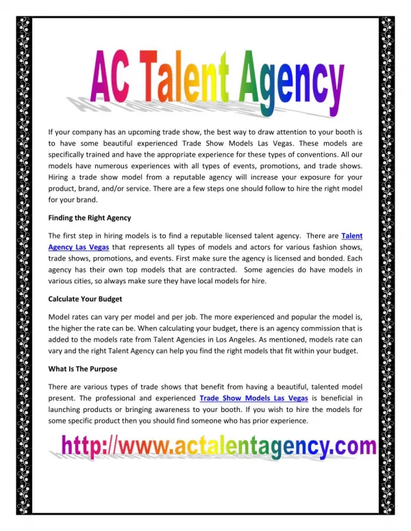Talent Agency Las Vegas