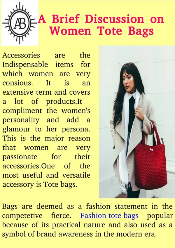 A Brief Discussion on Women Tote Bags