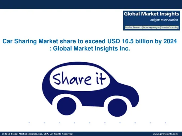 Car Sharing Market Analysis, Applications Share, Trends & Forecast, 2016 – 2024