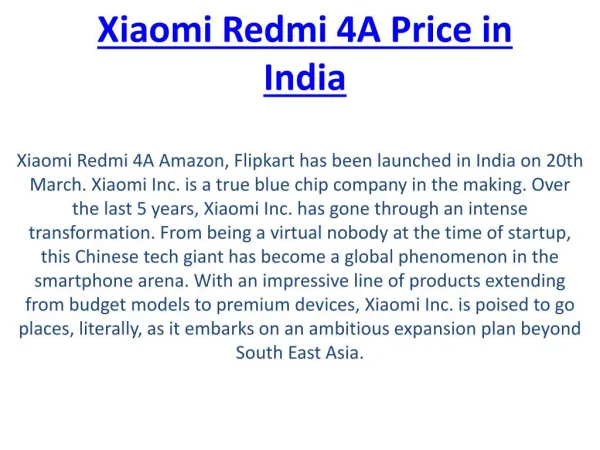 Redmi 4A Price in India