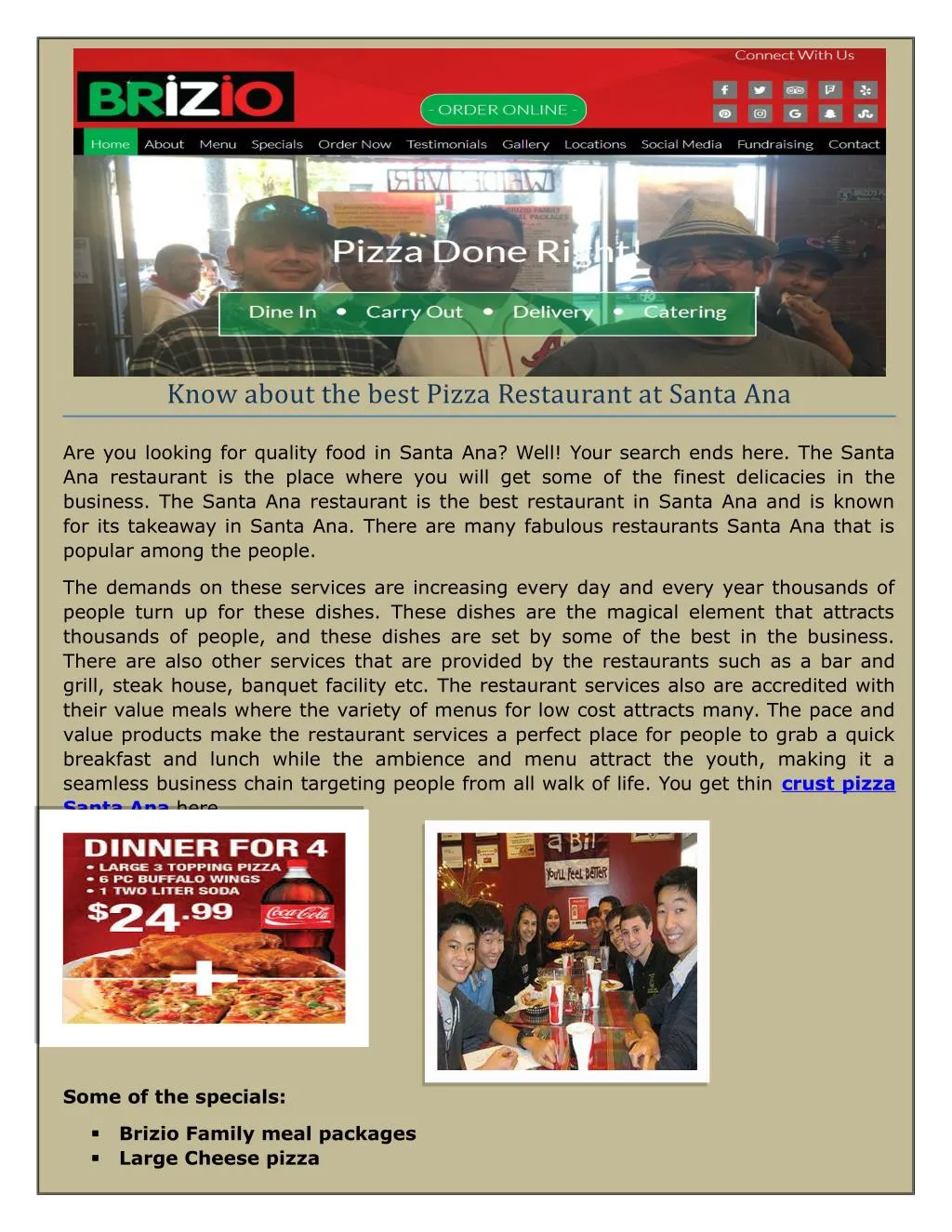 know about the best pizza restaurant at santa ana