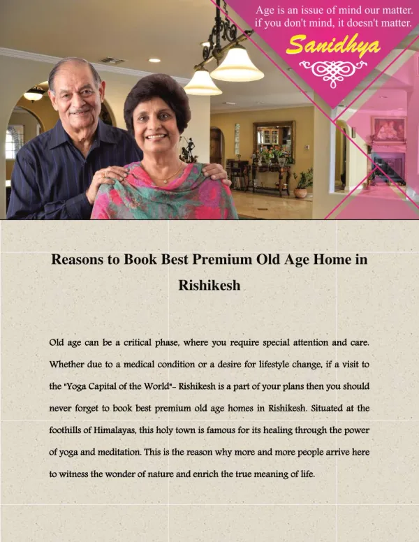 Premium Old Age Home in Rishikesh