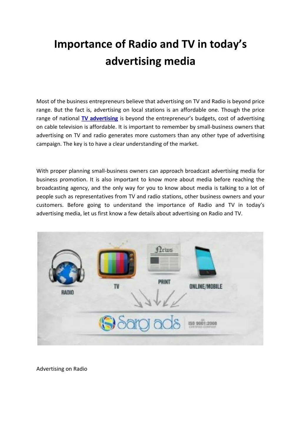 importance of radio and tv in today s advertising