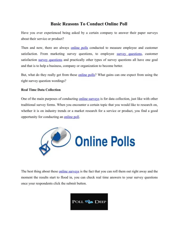 Reliable Online Poll creation service | PollDeep