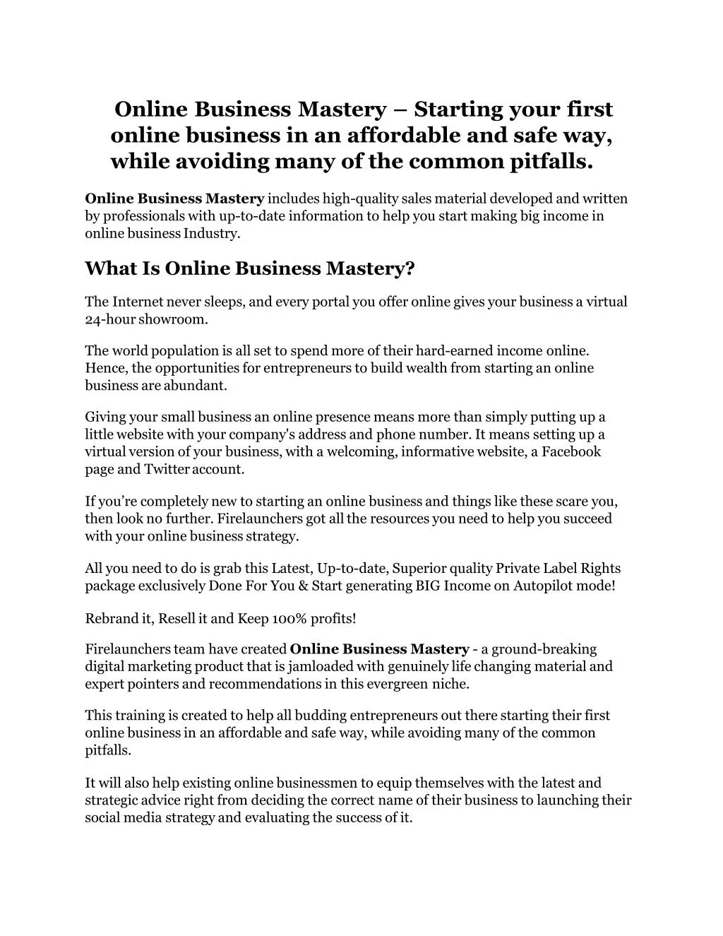 online business mastery starting your first