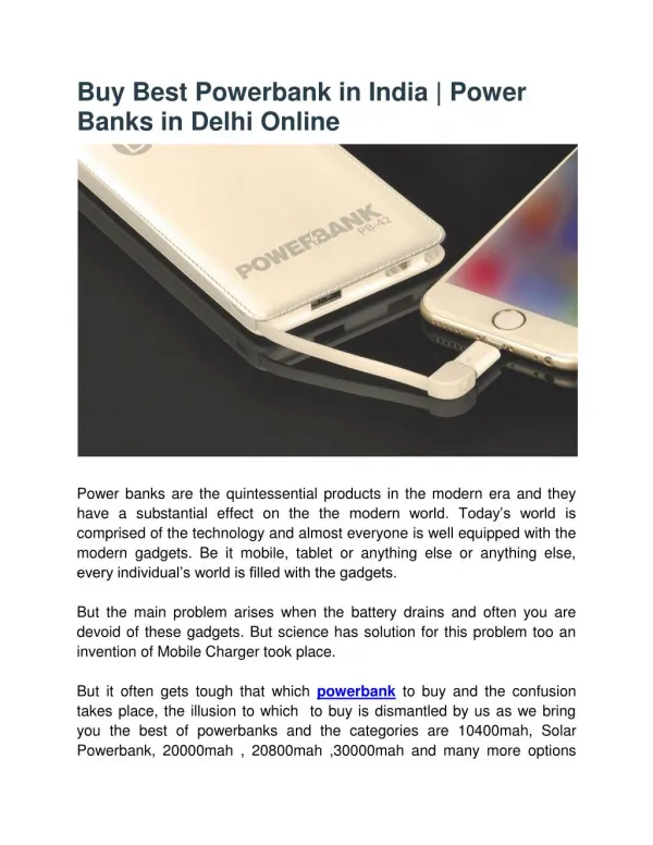 Buy Best Powerbank in India | Power Banks in Delhi Online