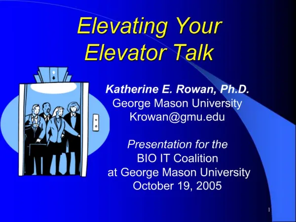 Elevating Your Elevator Talk