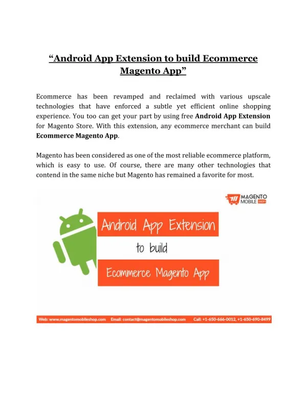 Build Ecommerce Magento App