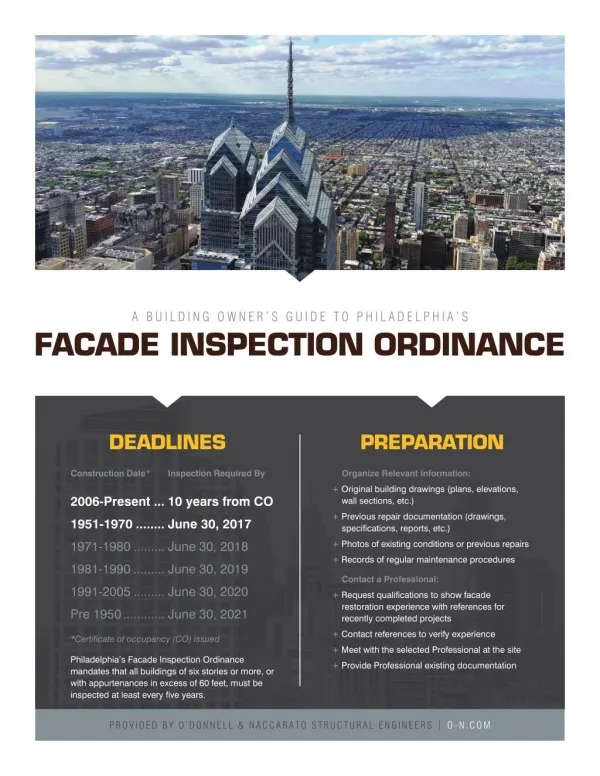 O’Donnell & Naccarato | Facade Inspection Ordinance Guide