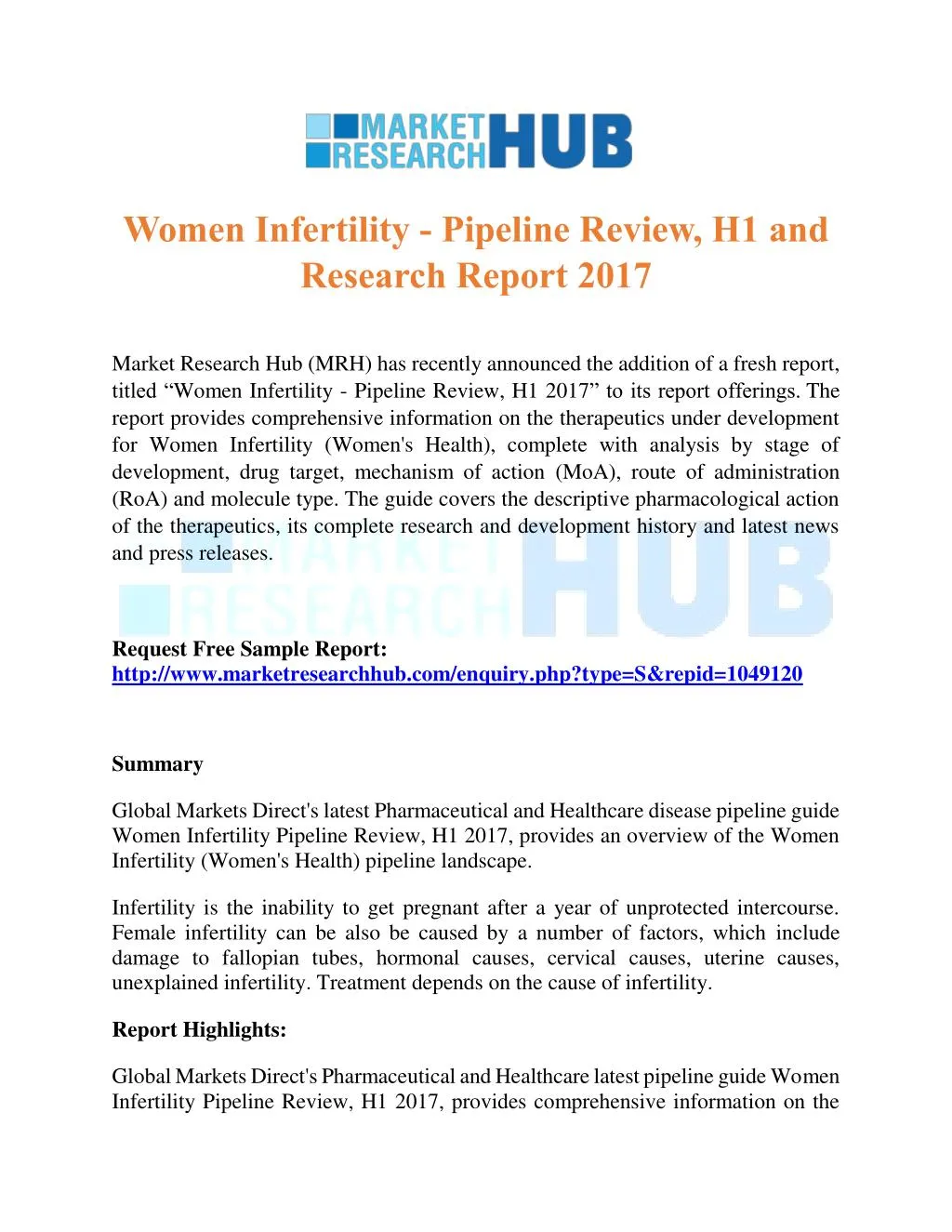 women infertility pipeline review h1 and research