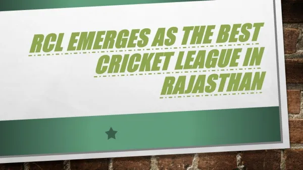 RCL Emerges As The Best Cricket League In Rajasthan