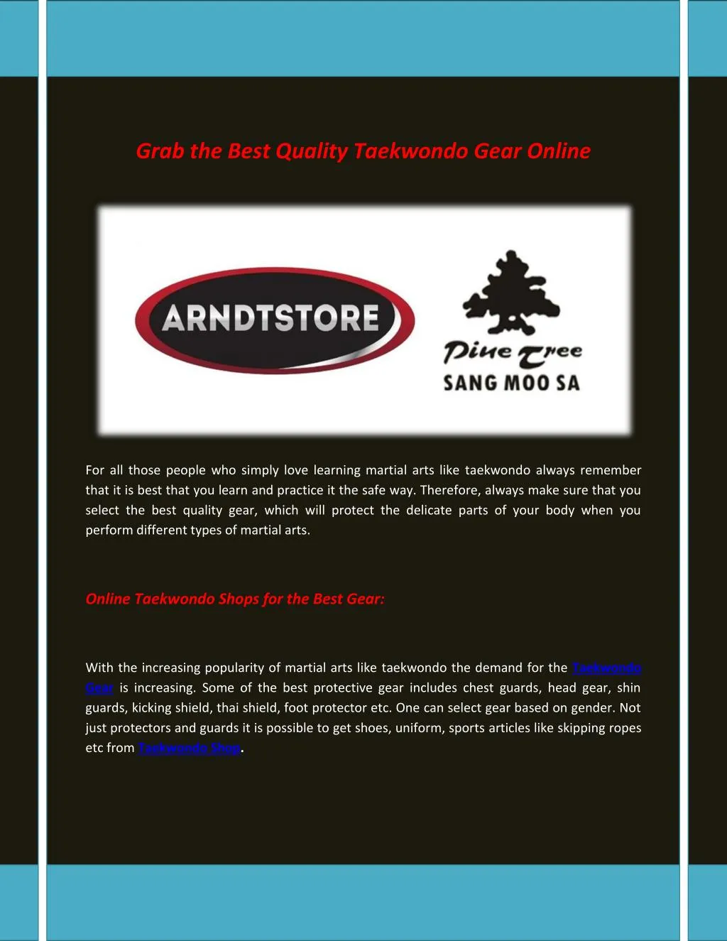 grab the best quality taekwondo gear online
