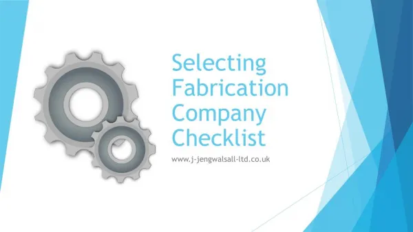 Selecting Fabrication Company Checklist