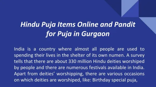 Hindu Puja Items Online and Pandit for Puja in Gurgaon from Vedpuja