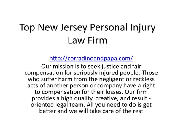 Top New Jersey Personal Injury Law Firm