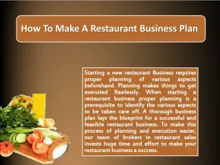 How To Make A Restaurant Business Plan - slide 1